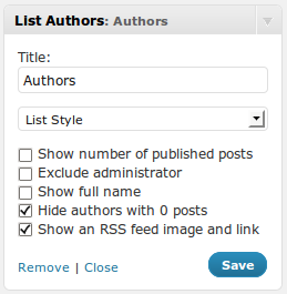 Screenshot 2 List Authors Configuration