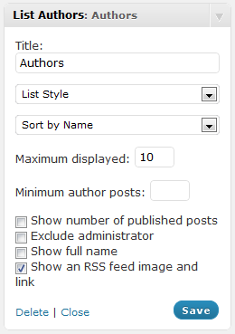 List Authors Screenshot